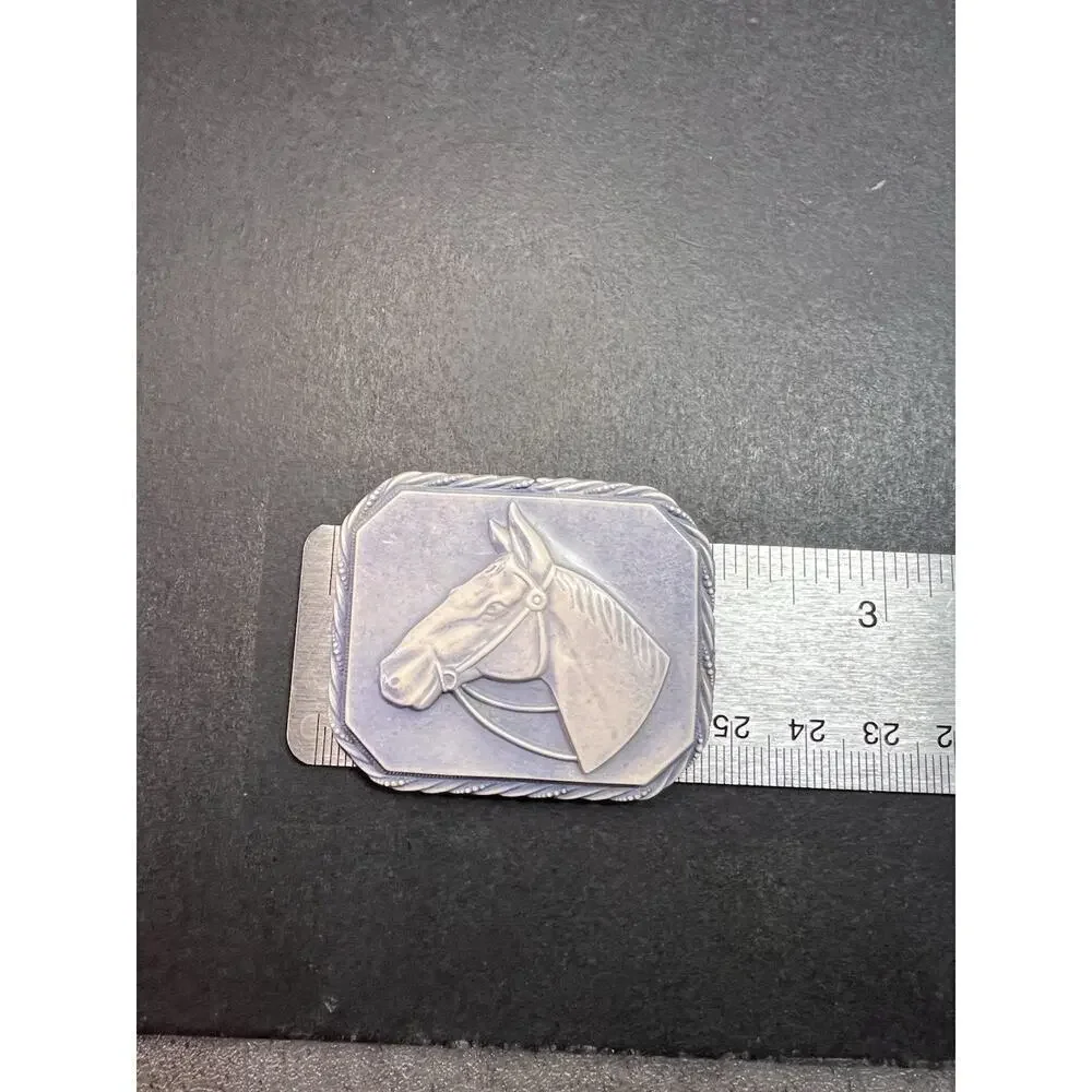 Vintage 1940’s Celluloid Horse Head Brooch/Pin Blue Square Fashion Retro 2